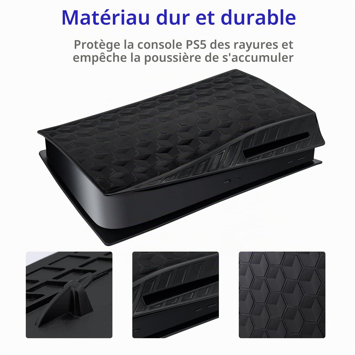 Mcbazel PS5 Façade Coque de Remplacement, PS5 Accessoires de Panneau de Façade Rigide Antipoussière pour PlayStation 5 Disc Edition - Beehive Noir(Pas pour PS5 Slim/Pro)