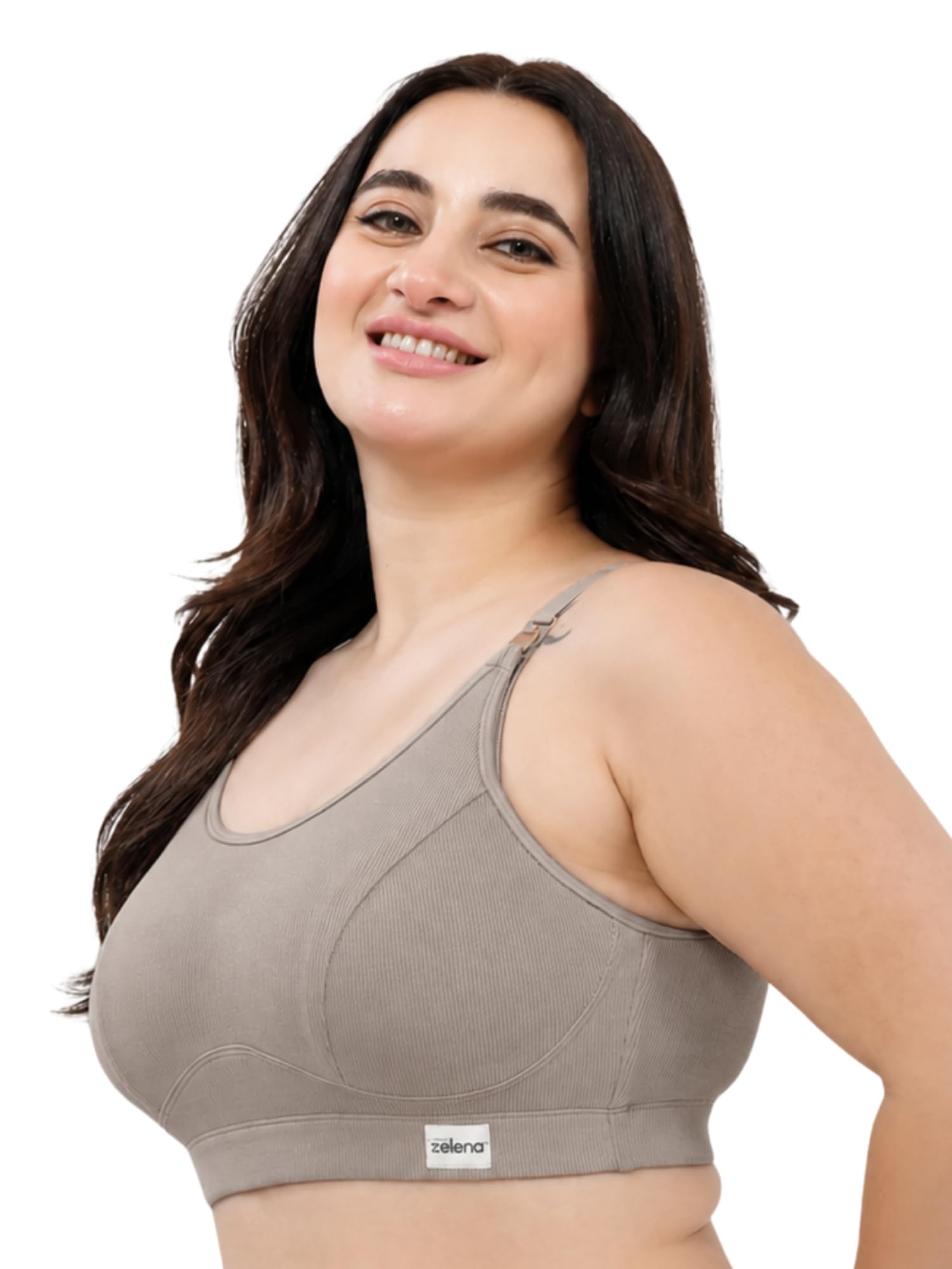 Cotton Full Coverage Maternity & Nursing Bra for Women | Ribbed Support with Cotton Lining | Wirefree Non-Padded Bra with Nursing Clips for Feeding Access-image-9