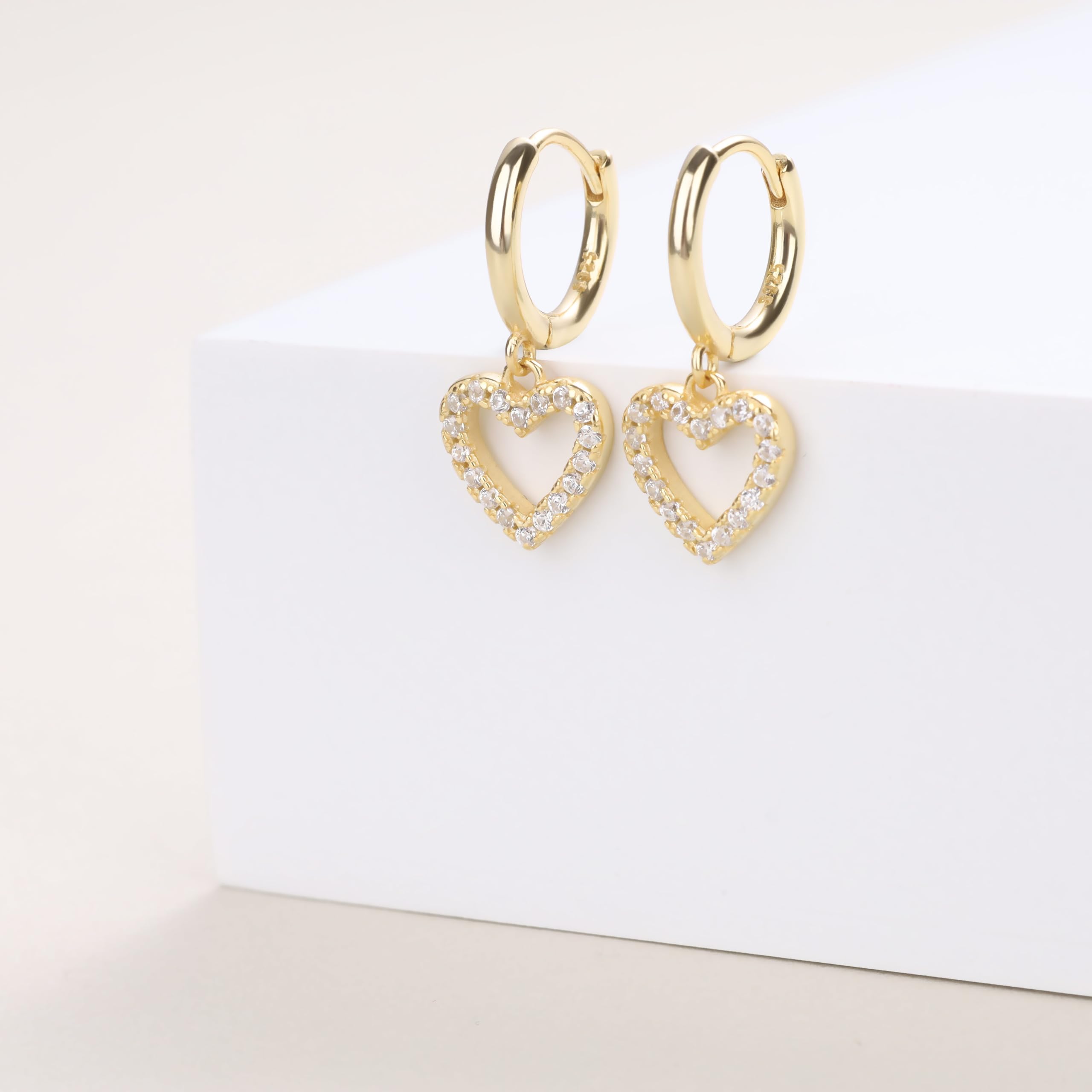 GAVU Orecchini Donna Argento 925 Placcati Oro 14K, Orecchini Pendenti Donna con Zirconia Cubica