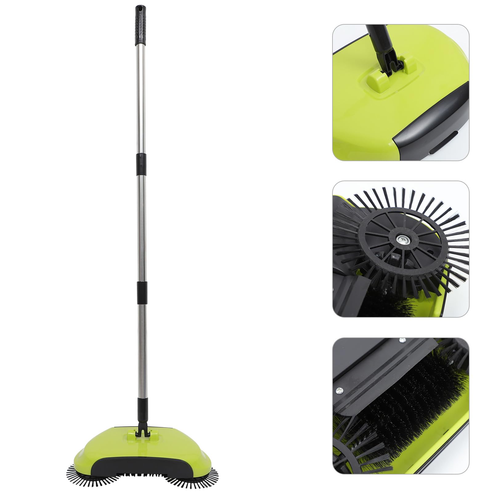 MUCKLILY Abs Stainless Push Sweeper Cleaning Mop Dustpan Floor Sweeper for All Hard Surfaces