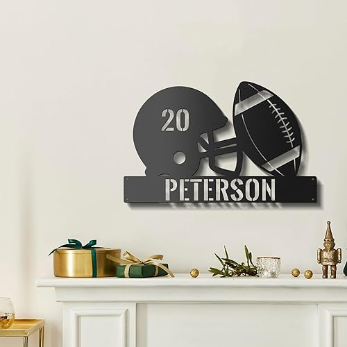 Letreros metálicos de fútbol con nombre personalizado, decoración de pared, regalo para fanáticos del fútbol, letreros de calle para fanáticos de