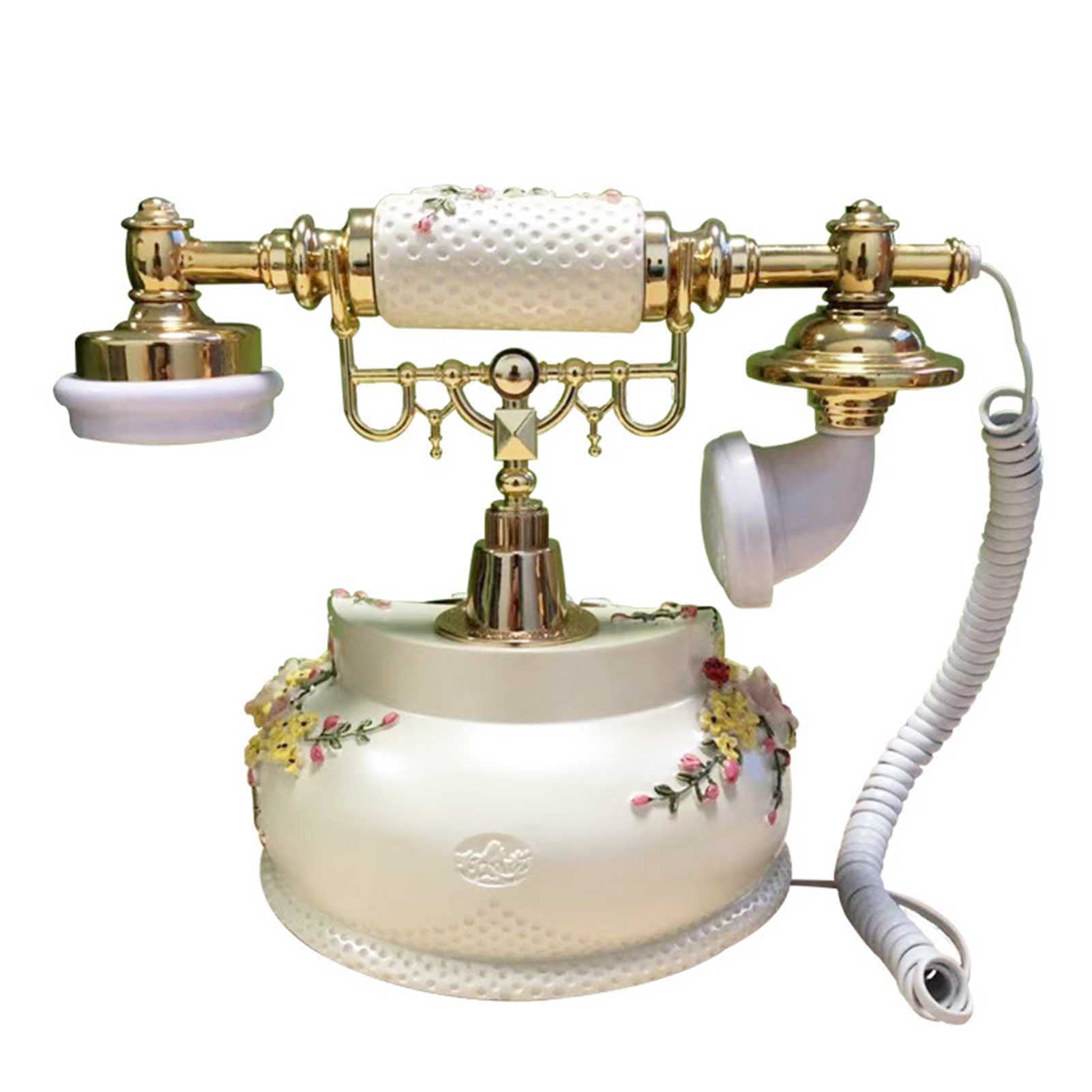 Telefono Fisso Bianco con Decorazioni Floreali, Telefono Fisso da Ufficio, Telefoni Fissi Decorativi per La Casa, Telefono da Ufficio per L'Arredamento Dell'Ufficio