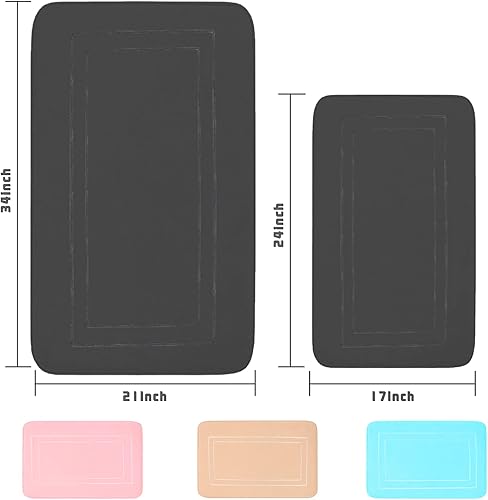Miniatura 2 de BlissJolly Alfombras de baño de espuma viscoelástica alfombras de ducha antideslizantes de secado rápido para baño inodoro bañera tapete de baño