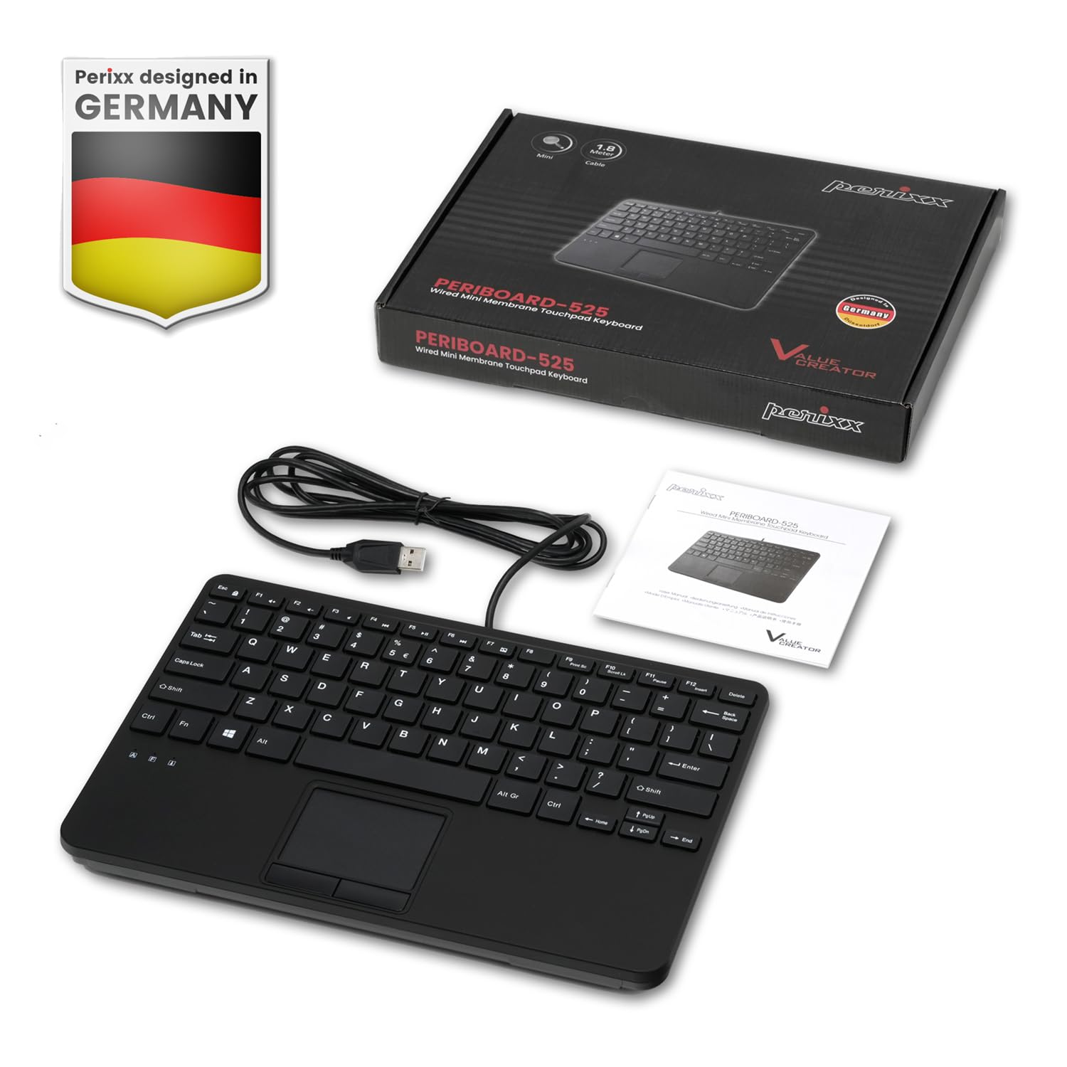 Perixx PERIBOARD-525ES, Mini cavo USB con cavo e pannello scheda - Teclas de tijera tipo X - 28 x 18 x 2,8 cm - 2 concentradores USB Integrados - Español