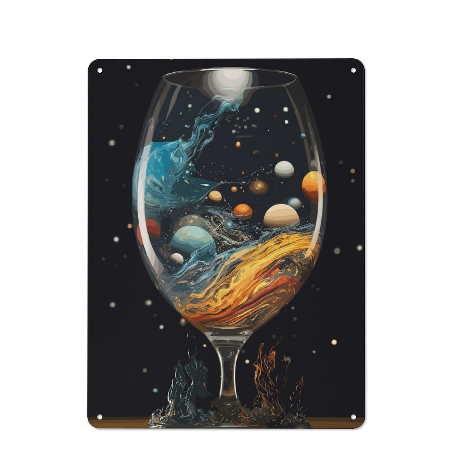 Junmoney Planet Glass Vintage Printed Metal Sign 40X30cm For Café Or Home Bar, New Home Wall Decor For Hospitality Decor Collectors