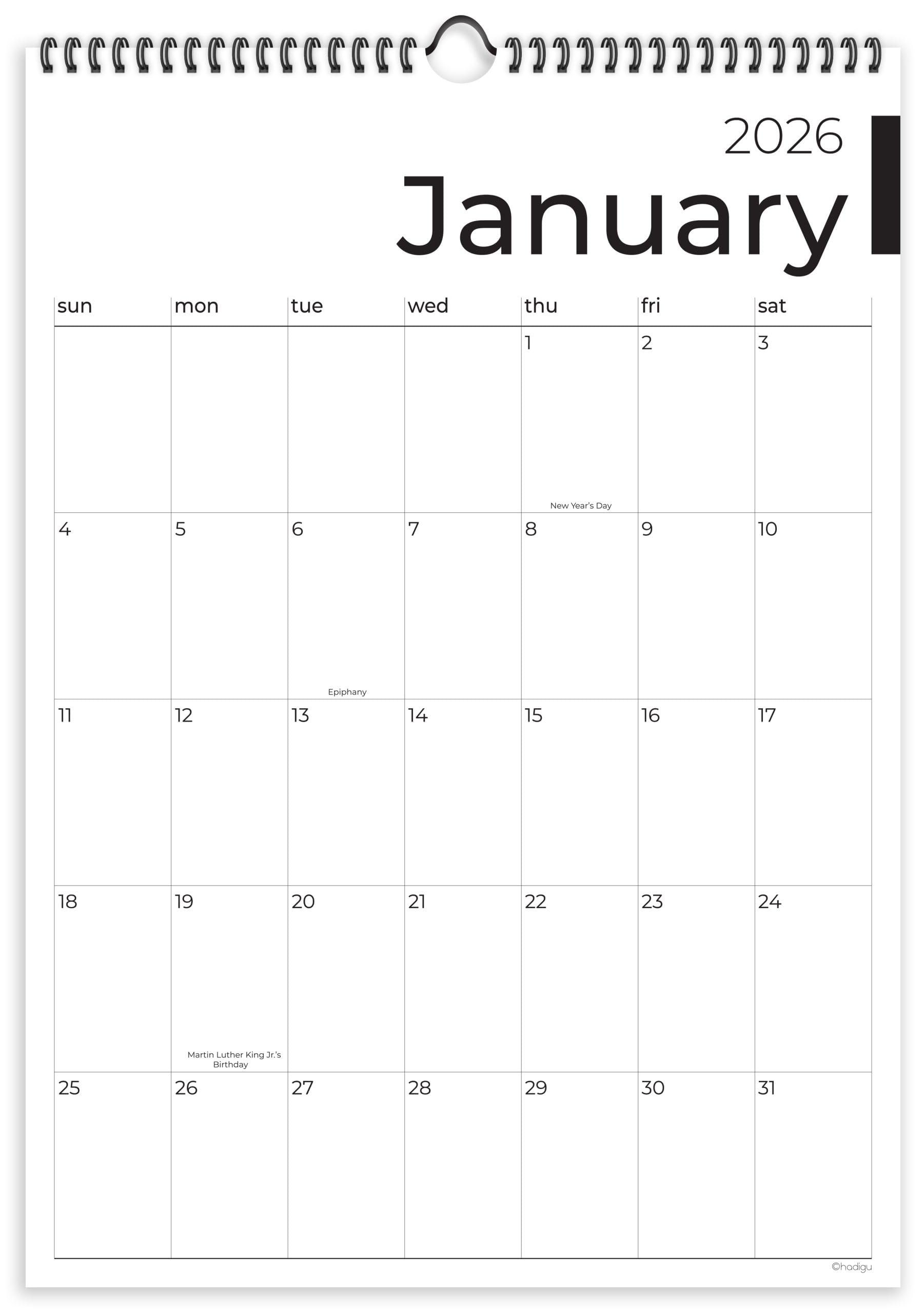 Wandkalender 2025-2026, 18 Monate, läuft von Januar 2025 bis Juni 2026, 43,2 x 30,5 cm, großer Wandkalender mit Aufhänger, dickem Papier und Spiralbindung, schlankes Business-Design
