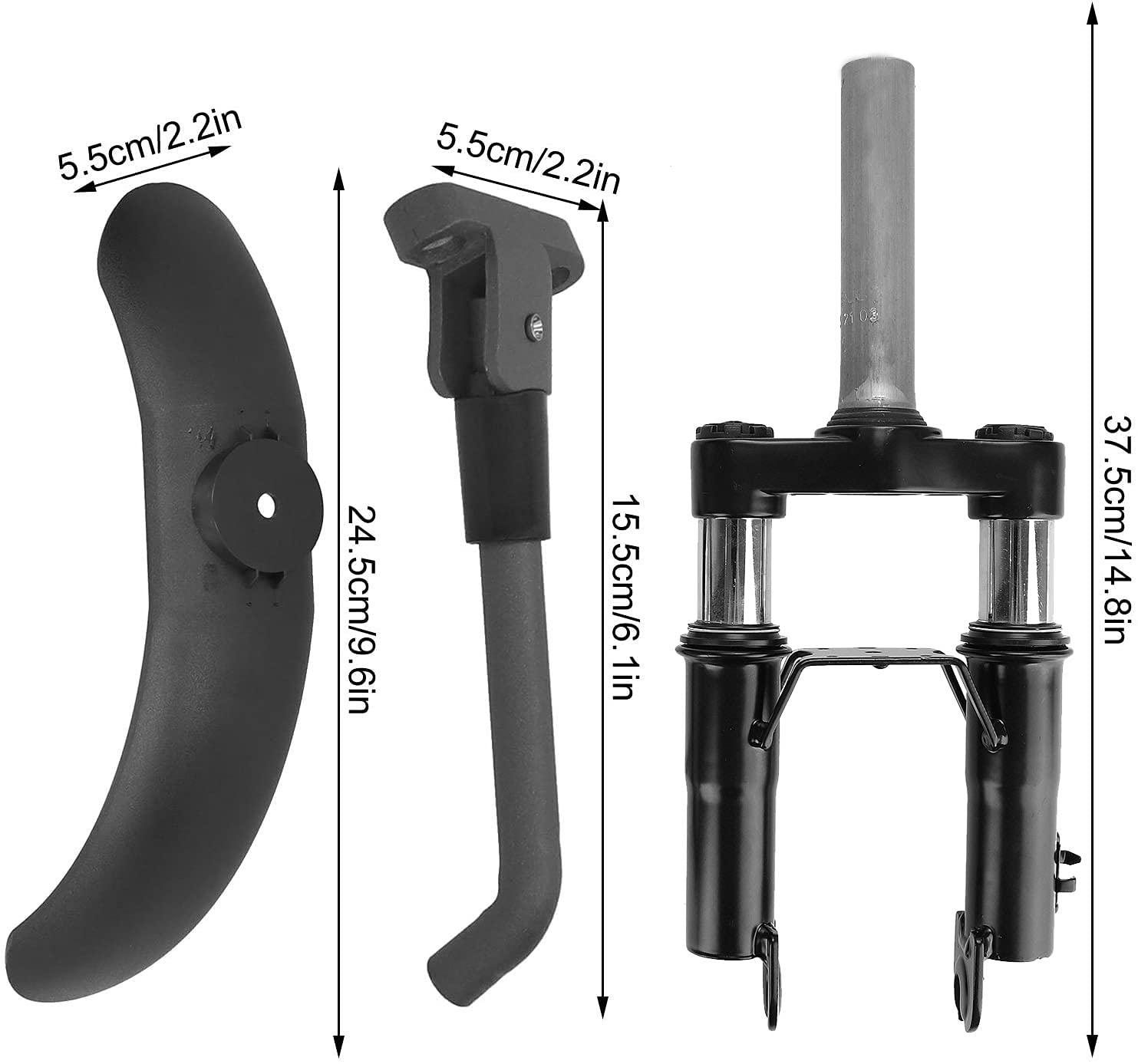 TMOM - Amortiguador delantero de suspensión para Xiaomi M365/Pro/Pro 2/1S Scooter eléctrico Kit horquilla delantera suspensión + guardabarros delanteros + soporte pie accesorio para patinete
