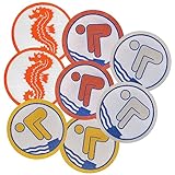 AXIONMARKT® 8er XL Set Schwimmabzeichen zum aufbügeln 2x Seepferdchen Abzeichen 2x Bronze Abzeichen Schwimmen 2x Silber Abzeichen 2x Gold Abzeichen für T-Shirt Handtuch Badehose in ca.6cm rund