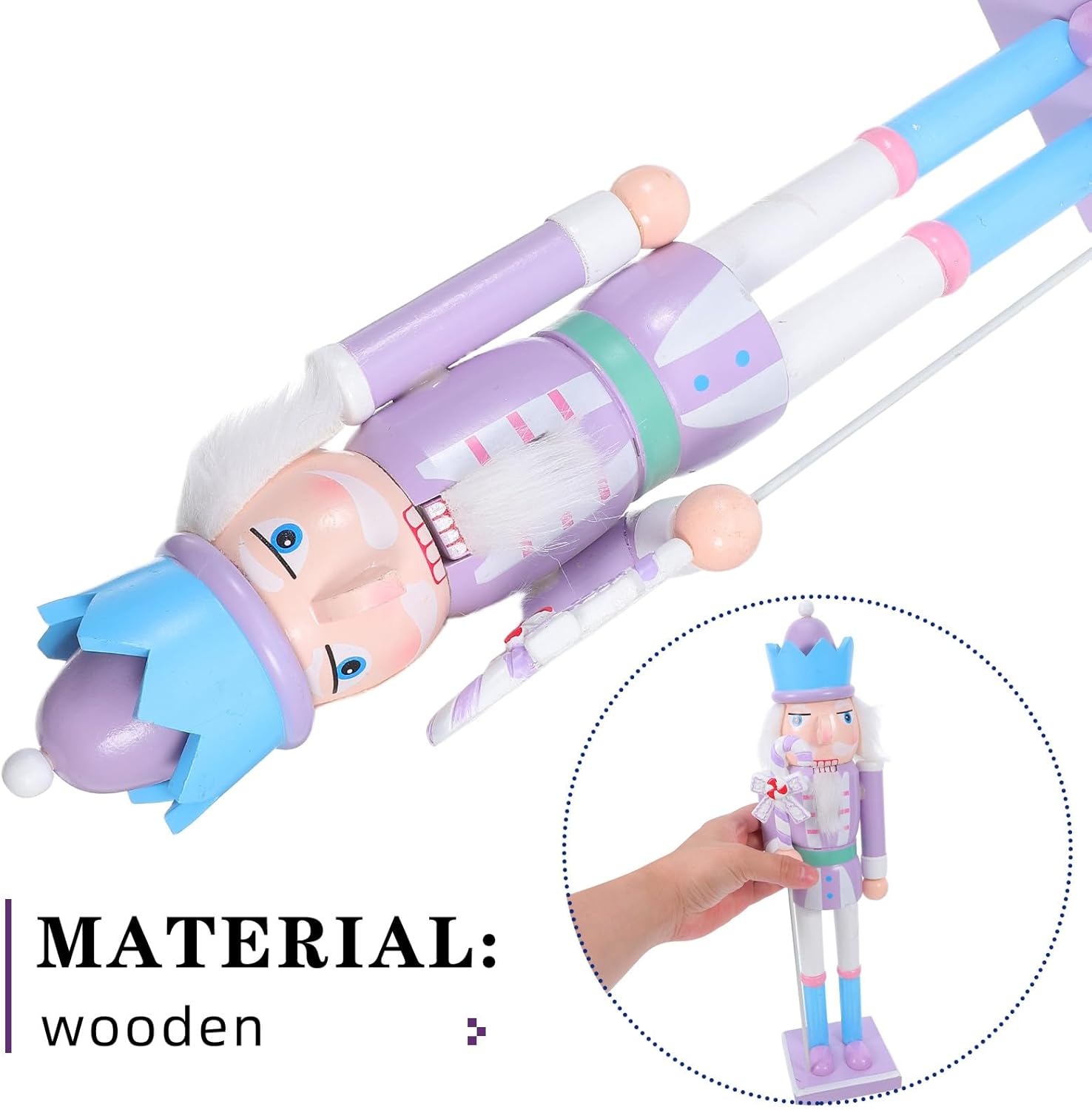 GALPADA Wooden Nutcracker Figurine - Violet Nutcracker Soldier Ornament, Hand-Painted Wooden Christmas Decoration for Table, Shelf, Or Fireplace Display, 14. 96 Inches