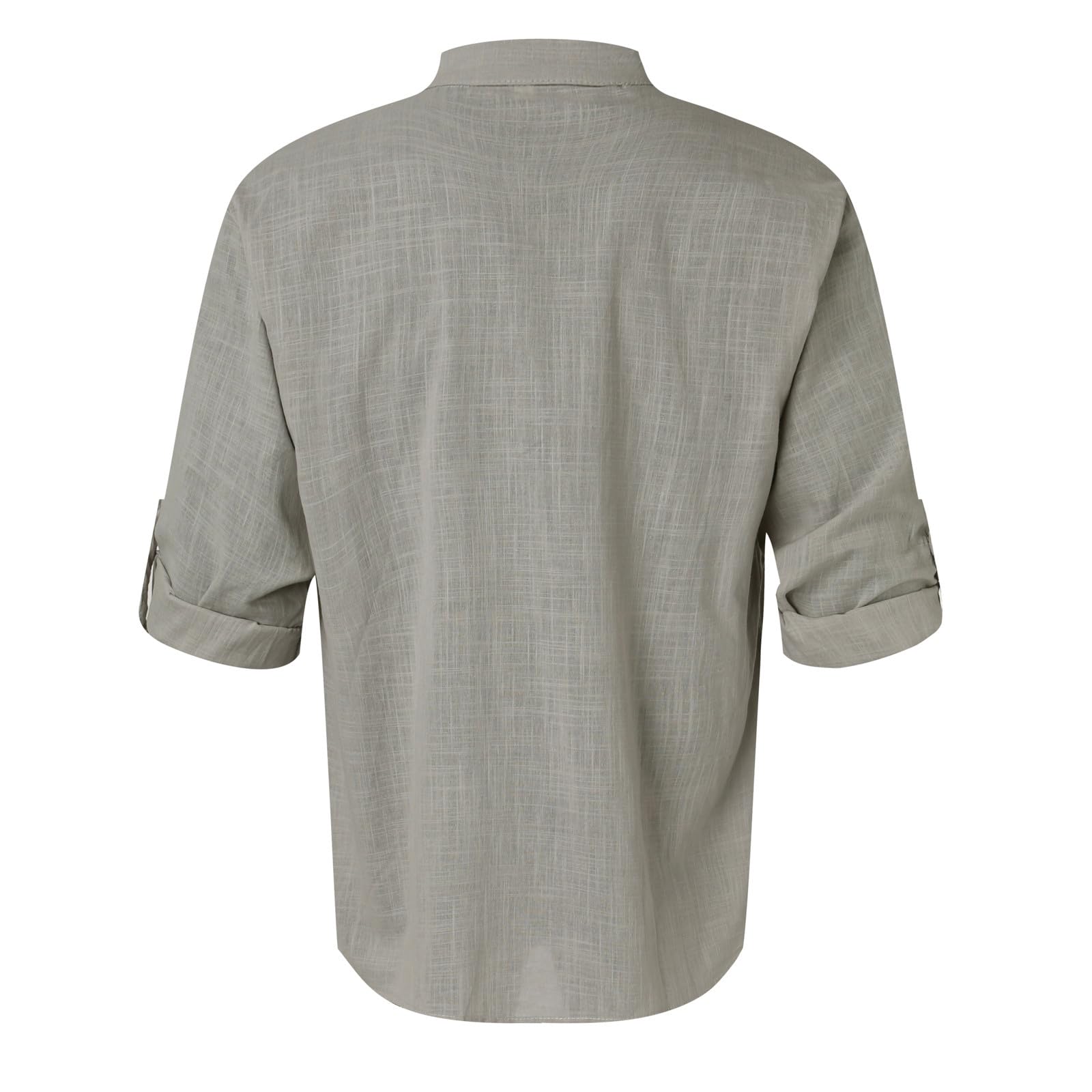 Chemise Homme en Lin – Col Henley, Manches Longues, Chemise d’Été Respirante, Coupe Décontractée, S-5XL