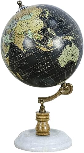 Globo Terráqueo - Globo decorativo estilo retro americano con soporte de metal y base de mármol, estilo nórdico, globo geográfico de escritorio para