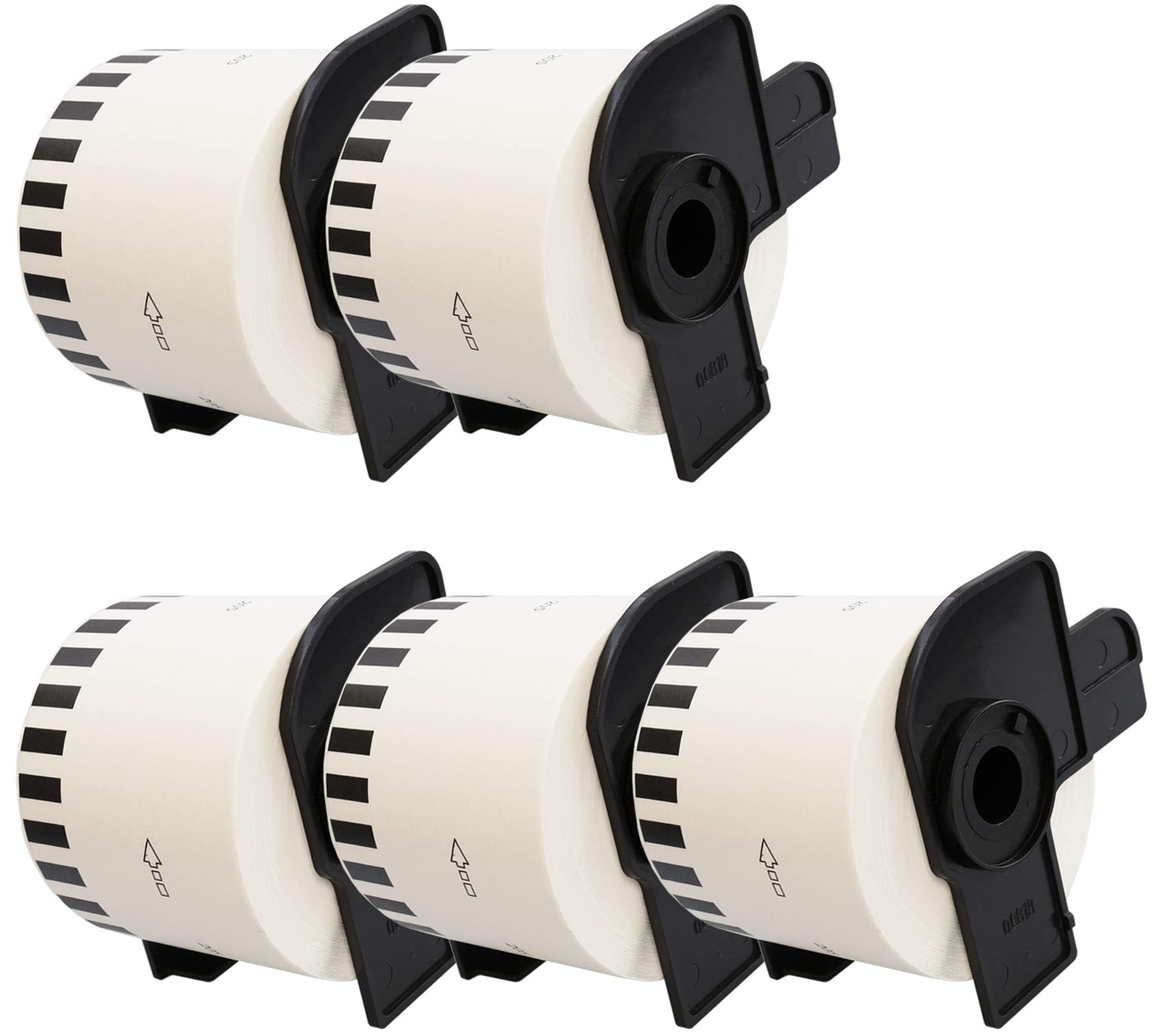 5 Rolls DK-22205 Continuous Paper Label Sticker 62mm(W) x 30.48m(L), for Brother QL Label Printer QL-500 550 570 650TD 700 710W 720NW 800 810W 820NWB 1050 1060N 1100 1110NWB, Black On White