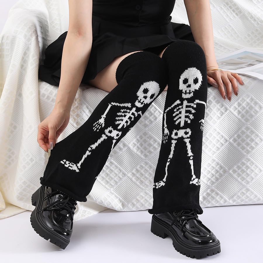 Image of WODECASA Girls Kawaii Leg Warmers Knitted Flared Leg Sleeves Goth Crochet Baggy Cuff Ankle Heap Socks