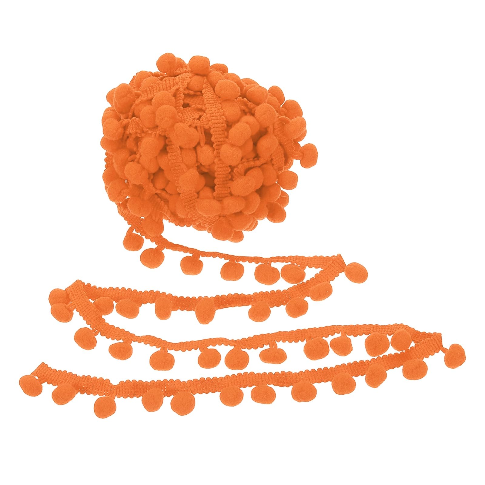PATIKIL 10 Yard x 1 Inch Pom Pom Ball Fringe Trim, 1 Roll Embroidered Pompoms Trim Ribbon Mini Ball Tassel Lace Accessory for Sewing DIY Crafts Home Curtain Decoration, Orange Yellow