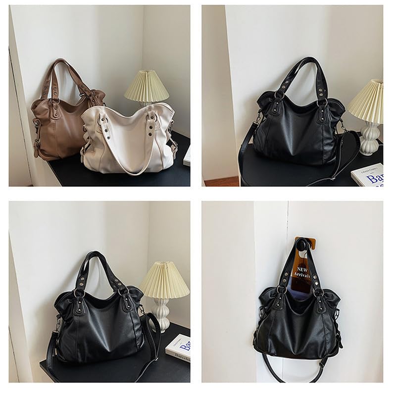 Borsa Bauletto con Tracolla da Donna Borsa a spalla in Pelle Sintetica Borse a mano Sacchetto Tote Donne Borsetta Hobo Borsa a tracolla Bianco