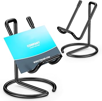 Amazon.com: 2 soportes de metal para tarjetas de visita para escritorio, soporte  para teléfono celular, elegante soporte para tarjetas de visita,  organizador de tarjetas de visita de escritorio de oficina (negro) :