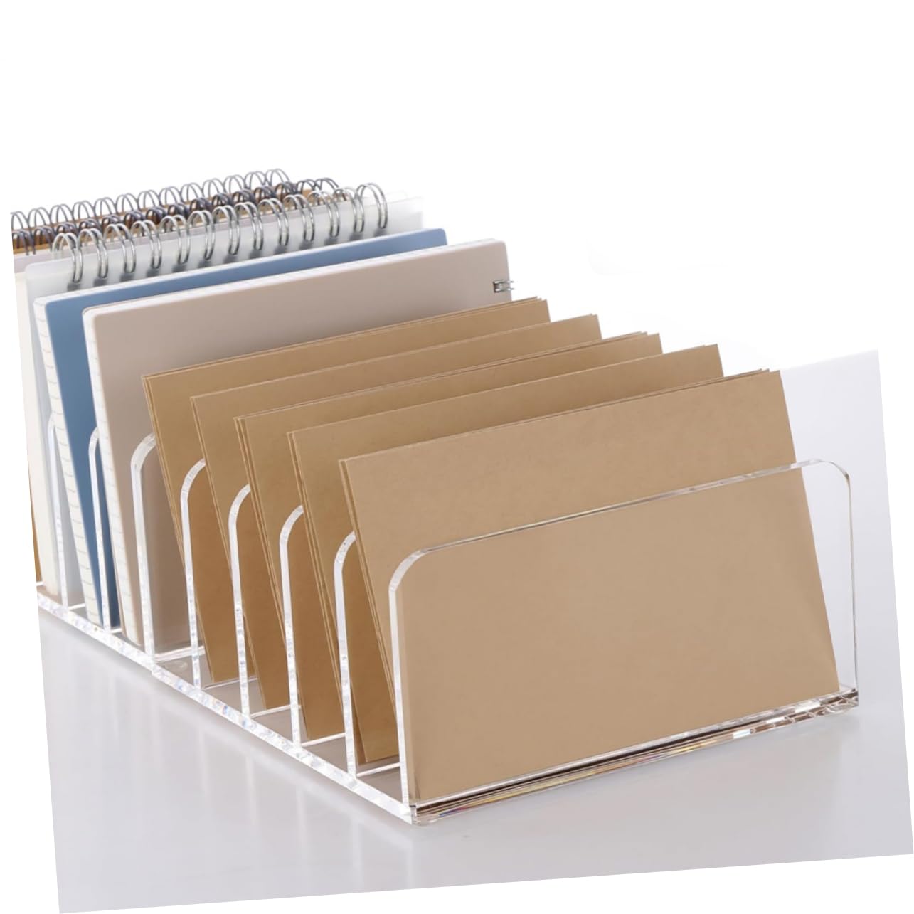 SHINEOFI Soporte Organizador De Escritorio Transparente para Documentos y Cartas, 5 Compartimentos, Estantería Funcional para Oficina, Archivo Doméstico, Uso En Espacio De Trabajo