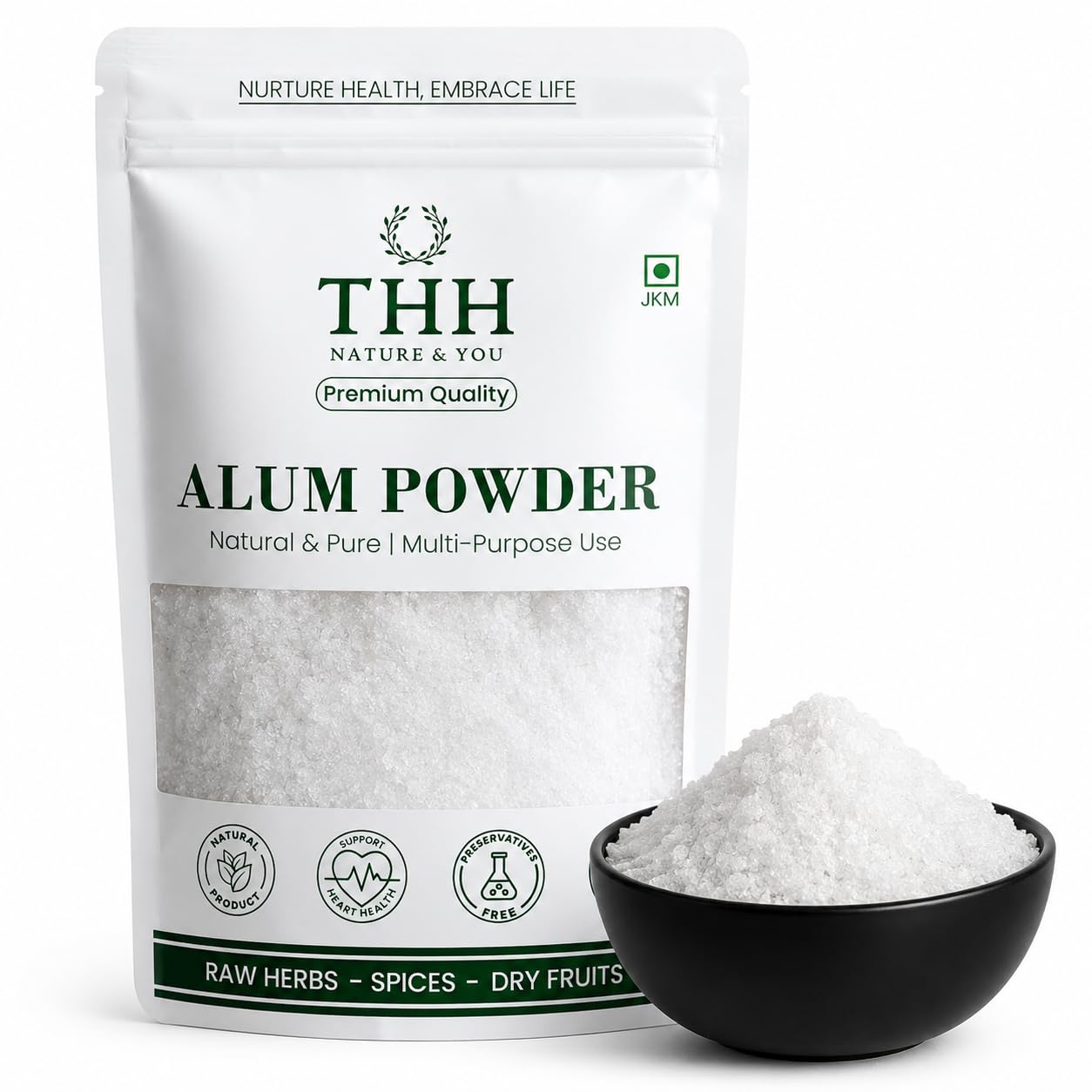 THH Pure Alum Powder (400g) | 100% Natural Fitkari Fine Granules for Skin Tightening, Pore Refining Oil Control, and Daily Shave Grooming | Multi-Purpose Powder for Water Purification & Household Use