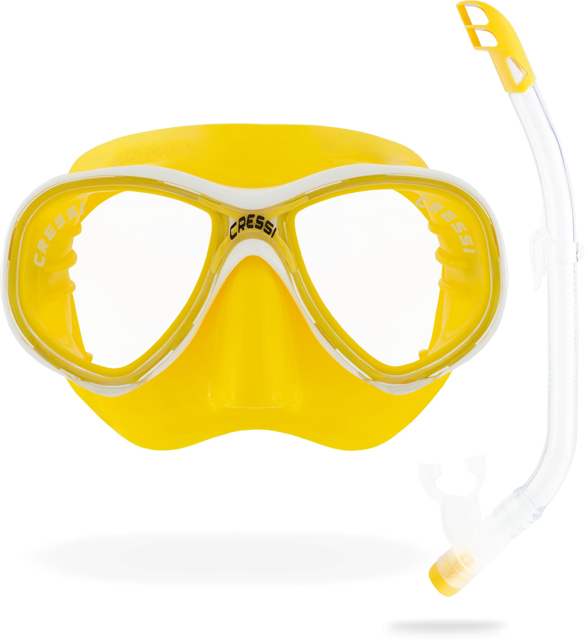 Cressi Marea Jr Combo - Maske Marea Jr + Schnorchel Top zum Tauchen und Schnorcheln, Gelb, Einheitsgröße, Kinder Unisex