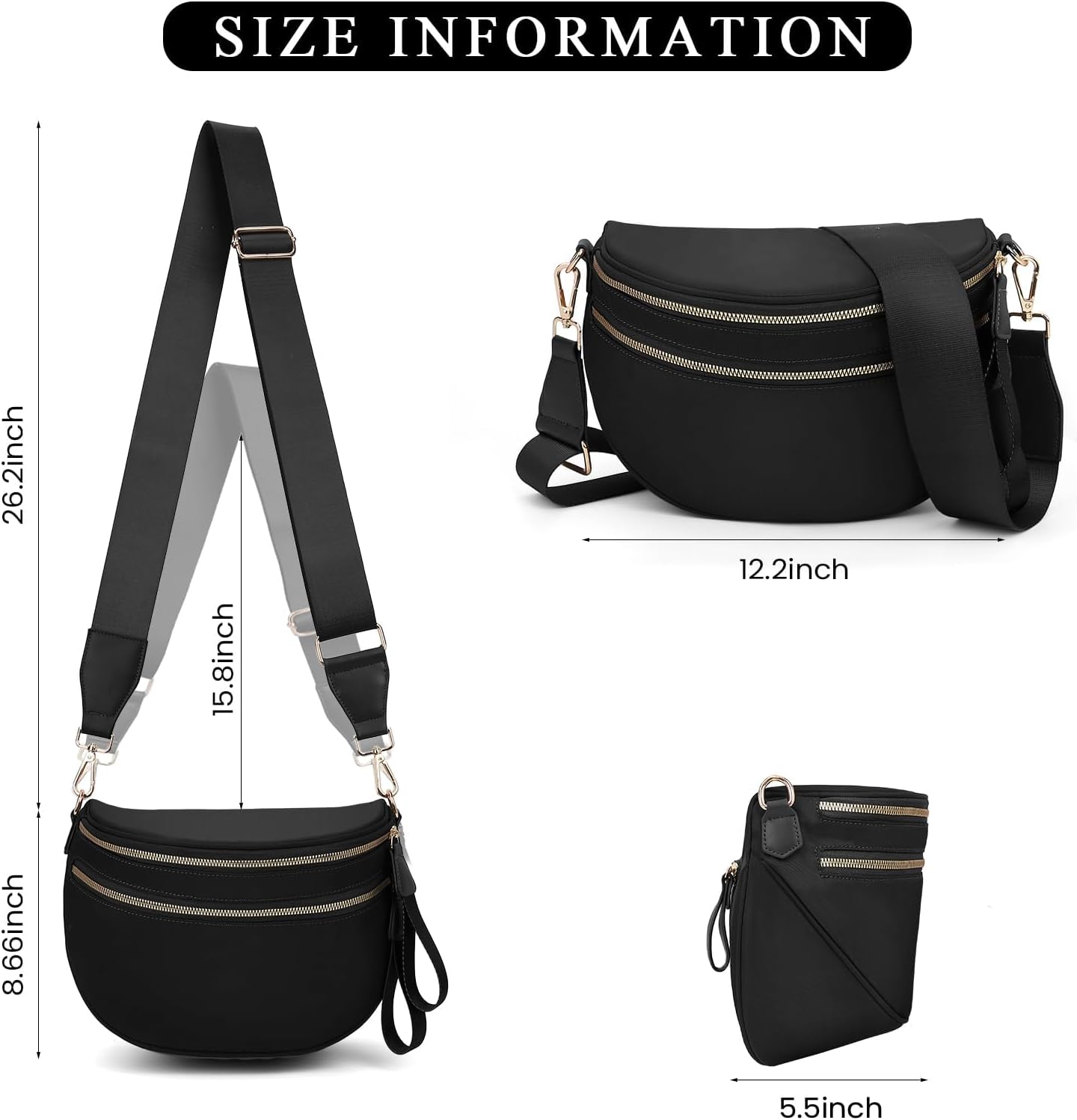 Checkered Crossbody Bag Large Nylon Bum Bag for women Fanny Pack Sling Bag Belt wallet with Adjustable Strap