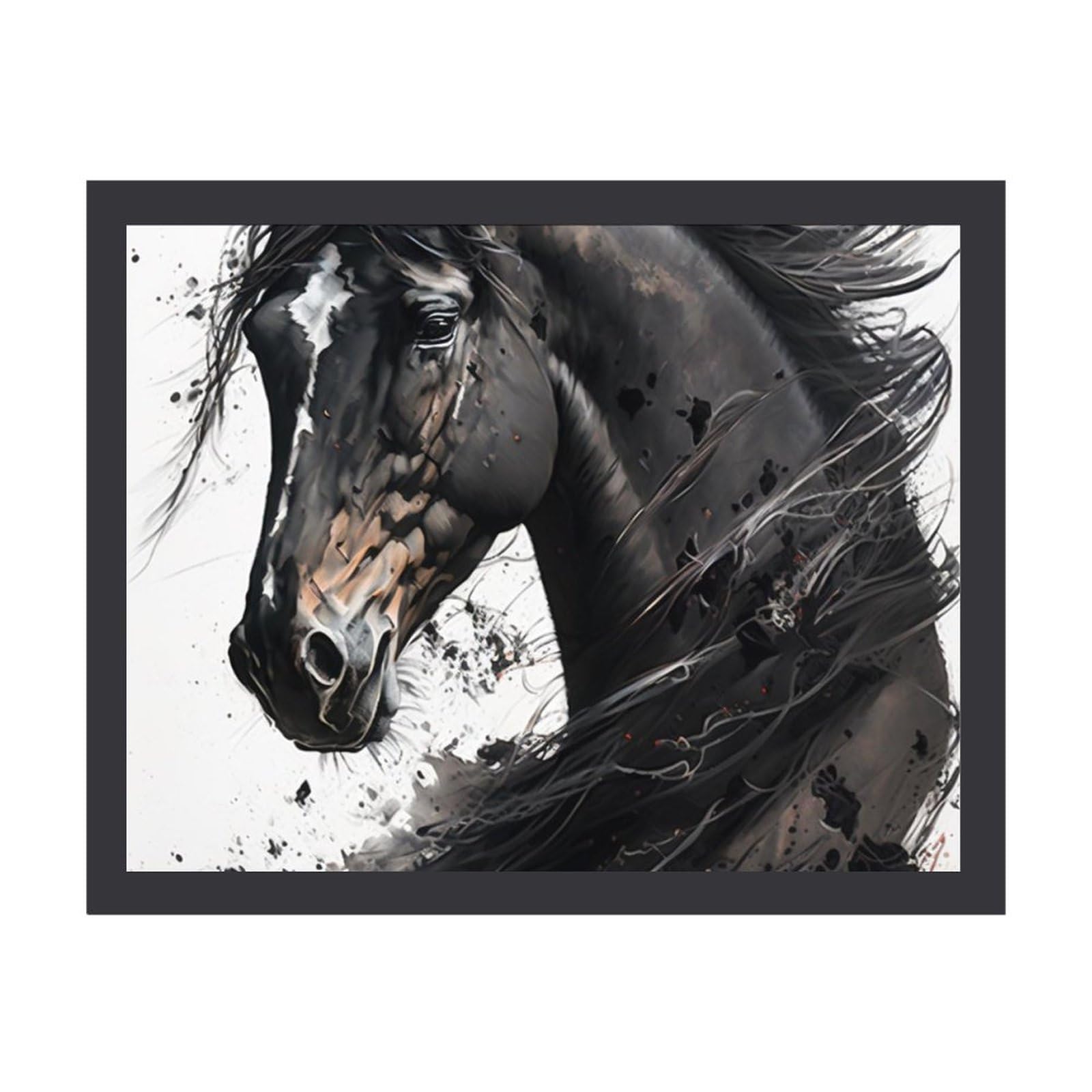 Amazon.co.jp: 暗い馬の肖像 絵画 絵 スプラッシュ水墨画 超リアルな