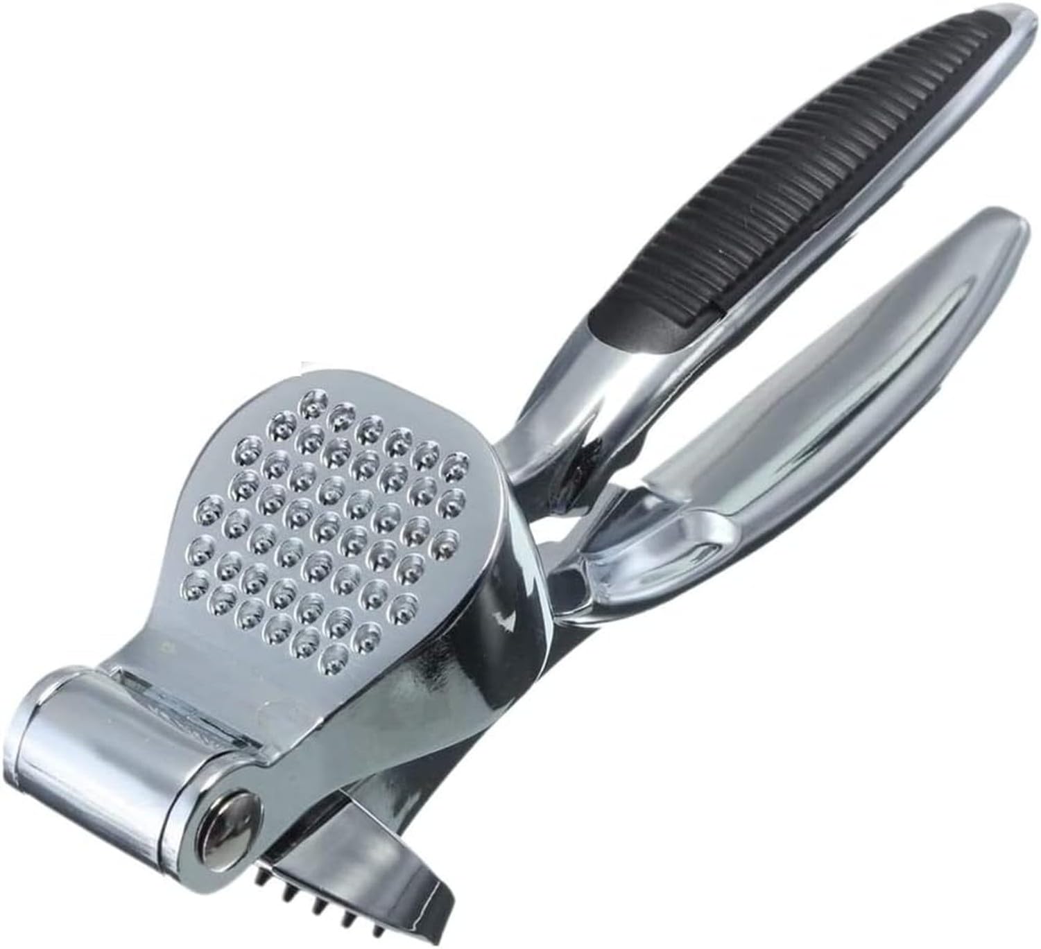 KGAIXN Heavy Duty Garlic Press Crusher Mincer Tool, Stainless Steel Ginger Slicer with Non-Slip Handle, Easy Clean No Mess Handle, No Flying Cloves Kitchen Grinder, Silver, 18 * 6 * 2cm