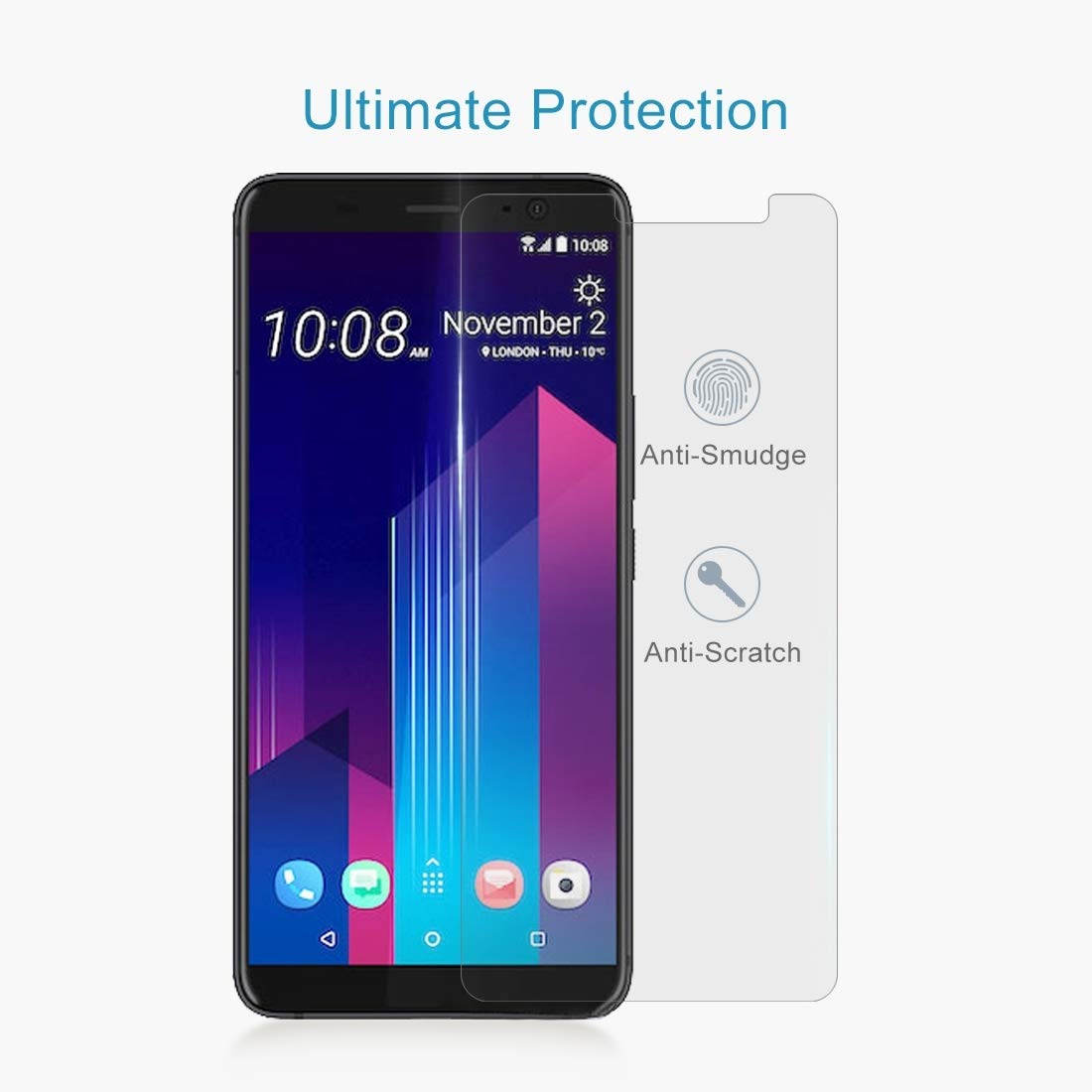 Película protectora de pantalla 100 PCS Compatible for HTC U11 0.26mm 9H Dureza superficial 2.5D película protectora de pantalla de cristal moderado borde curvo Accesorios Compatible para celul