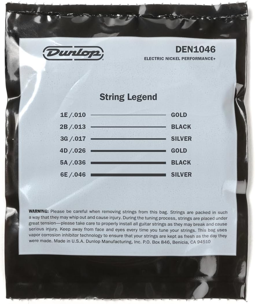 Briskdrop Dunlop DEN1046 Electric-Nickel Medium Strings (6/Set 10-46) w/ String Winder, 6 Pack, den1046-6pk