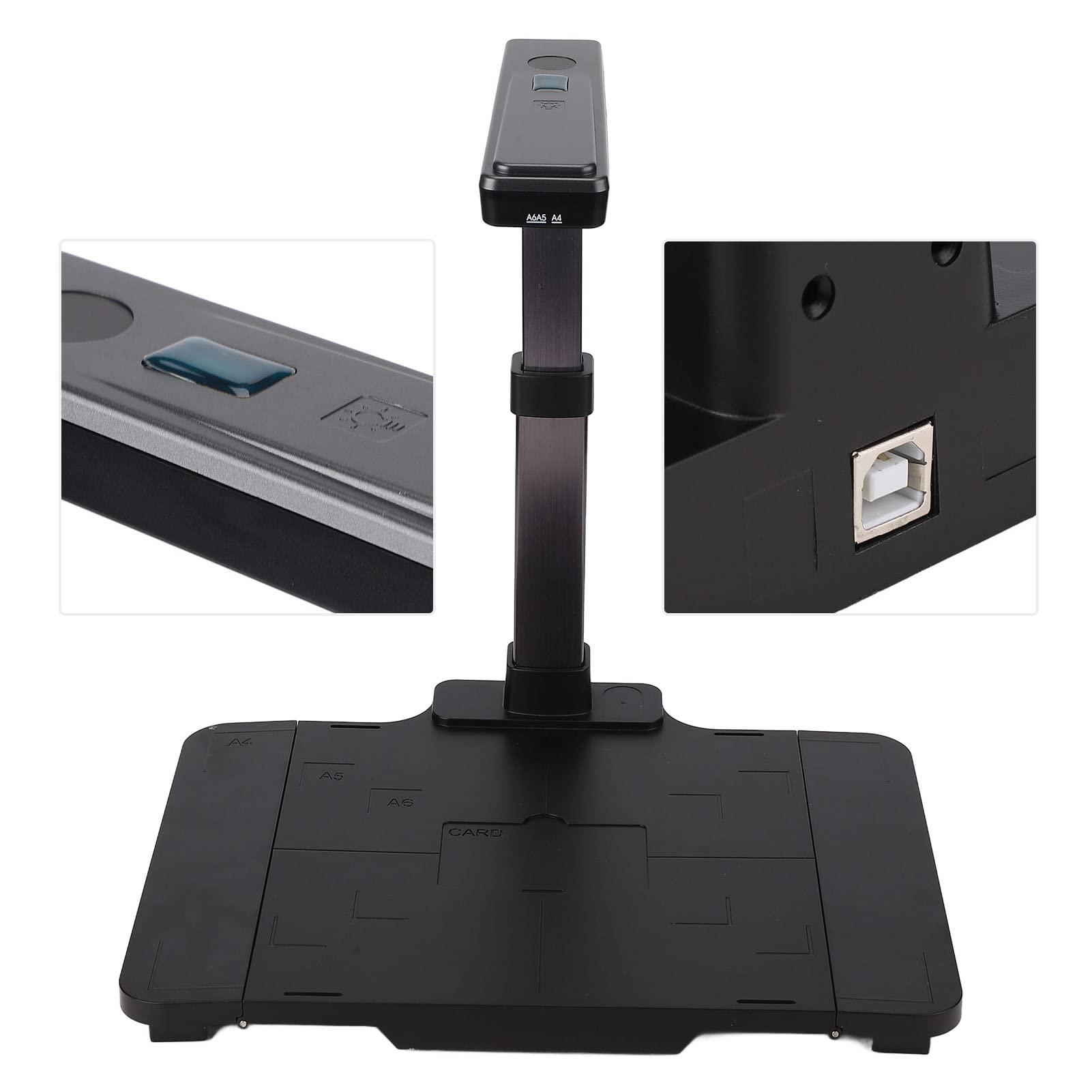 VBESTLIFE Dokumentenkamera, Buchscanner Overhead-Scanner HD 5MP Tragbare USB-Doc-Cam, A4-Fanggröße mit LED-Licht für ID-Karten-Bilderbuch, für Fernunterricht, Unterricht, Lernen, Dateidokument