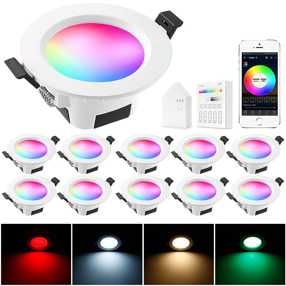 Buy WiFi Led Downlights for Ceiling Dimmable RGBCW,9W 700LM Bluetooth