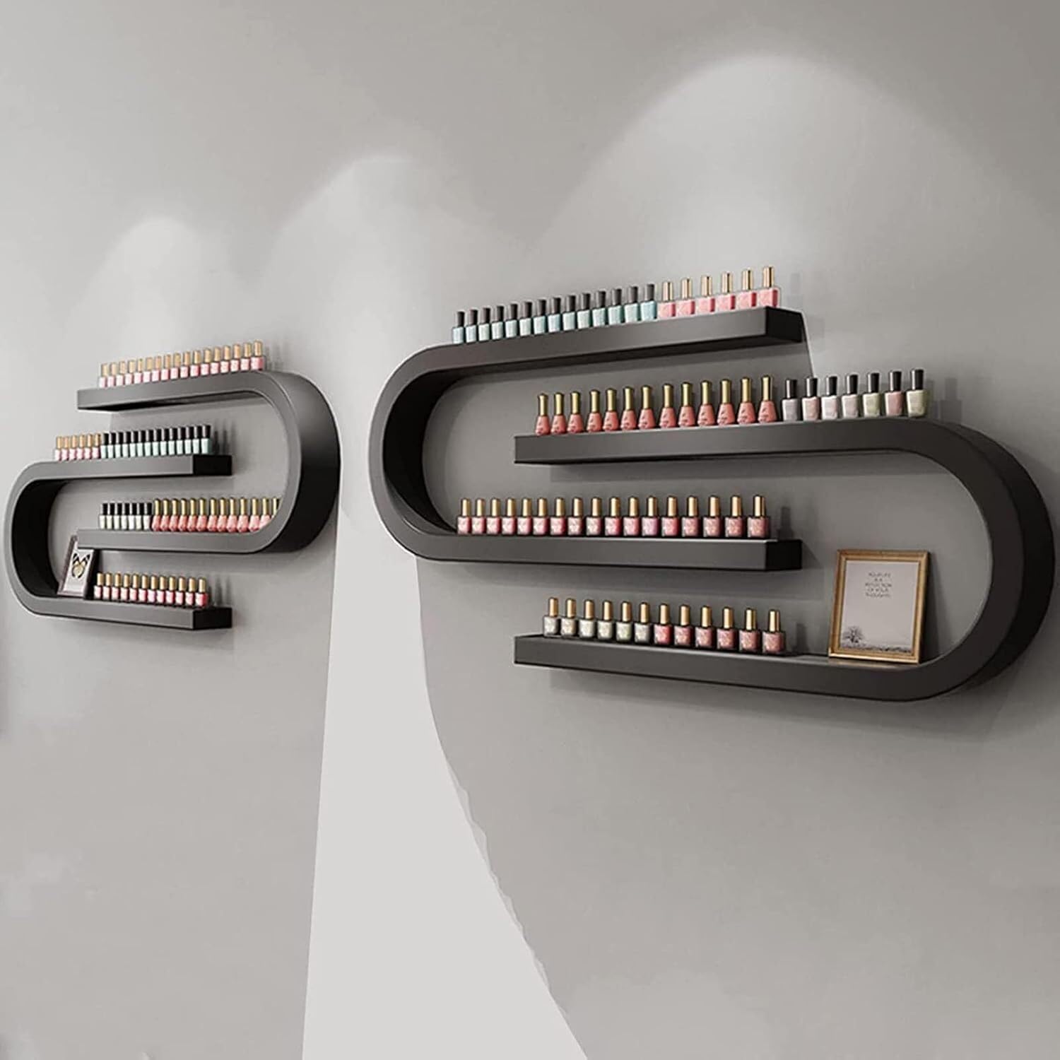 Scaffali per Smalti per Unghie Montati Parete, Portaoggetti for profumi di oli essenziali a forma di U, espositore for riporre smalti/trucchi/cosmetici/profumi da appendere alla parete(4-piece set)
