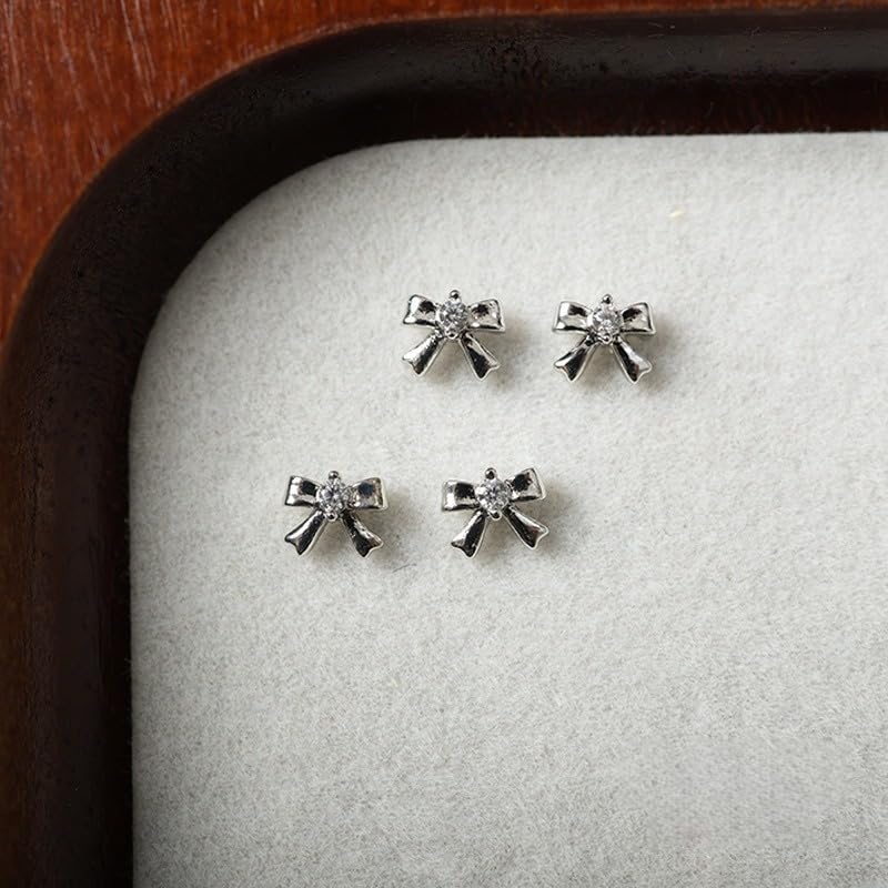 Luxury Bow Nail Art Set 3PCS 7x13.5mm Zircon Rhinestone Nail Charms Cute Elegant Nail Decorations Kit