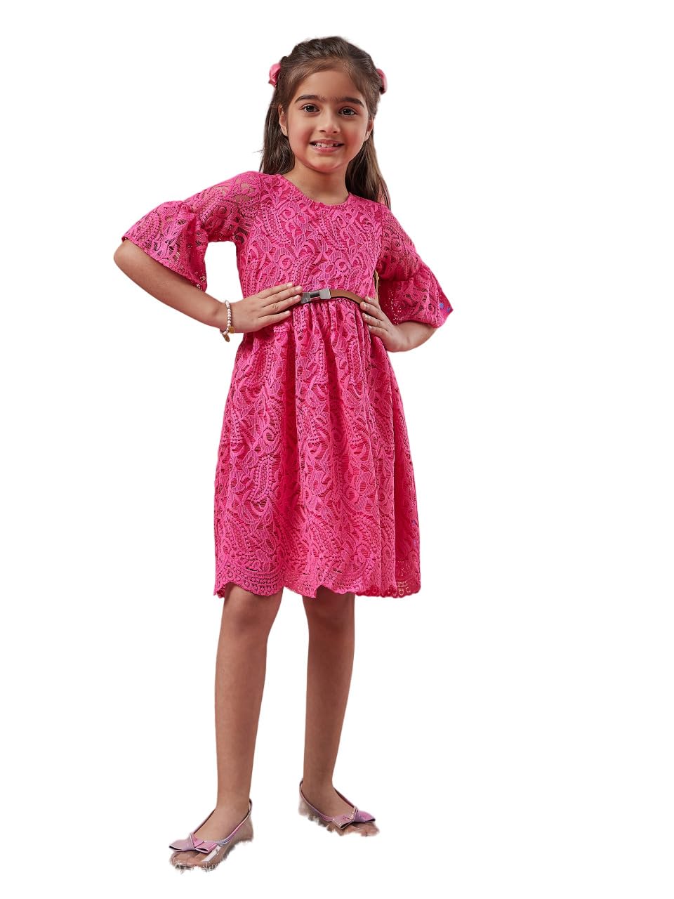 Pspeaches Mädchenkleid mit Glockenärmeln und Glockenärmeln – Violett – modisch und elegant