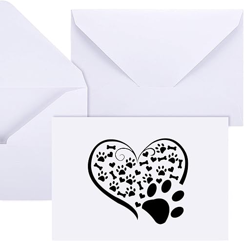 Juego de 48 tarjetas de notas impresas con patas, 24 tarjetas de agradecimiento, estampado de patas, en blanco, con 24 sobres blancos, amantes de