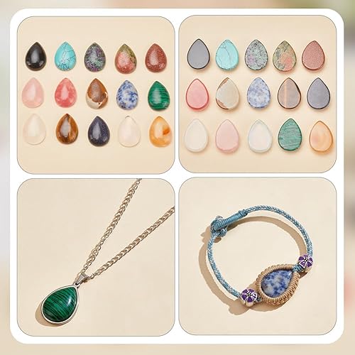 Miniatura 4 de PH PandaHall 15 estilos de cuentas de 1 x 0.7 pulgadas con parte trasera plana, cuentas sintéticas para fotos, manualidades, collares, joyería, 15