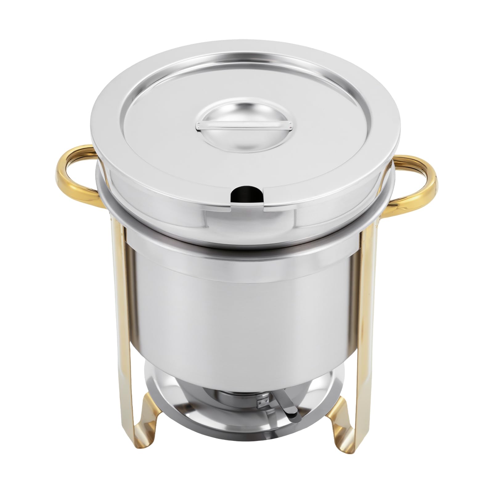 11Qt Soup Chafer,Stainless Steel Round Soup Warmer,Soup Warmer Catering Supplies Food Warmer,Chafing Dish Buffet Set with Fuel Holder,Commercial Soup Pot Chafing Dish for Holiday Parties Events