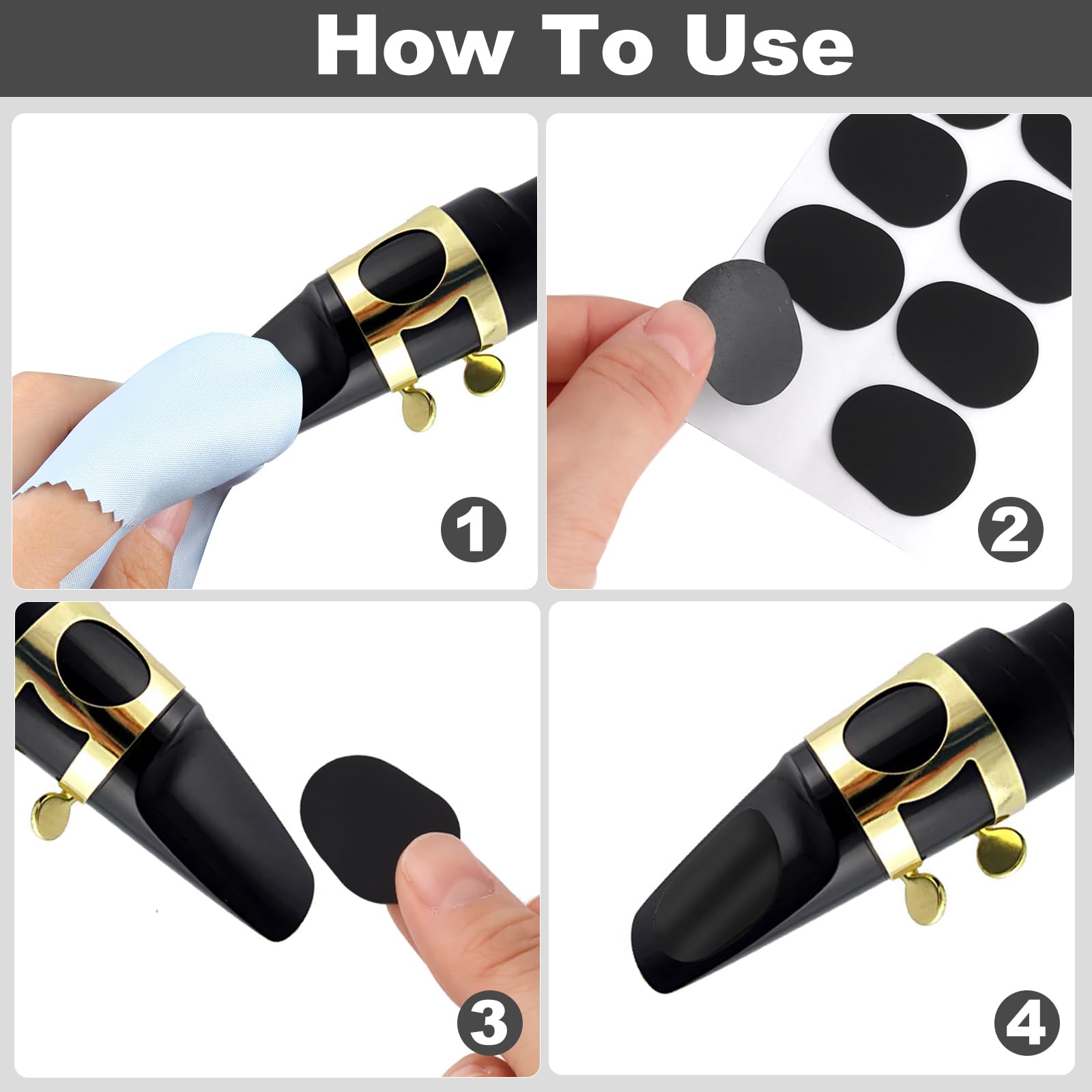 32 Cerotti Bocchino Sax - Cuscinetti 0.8mm Per Sassofono E Clarinetto Nero - Foto 5