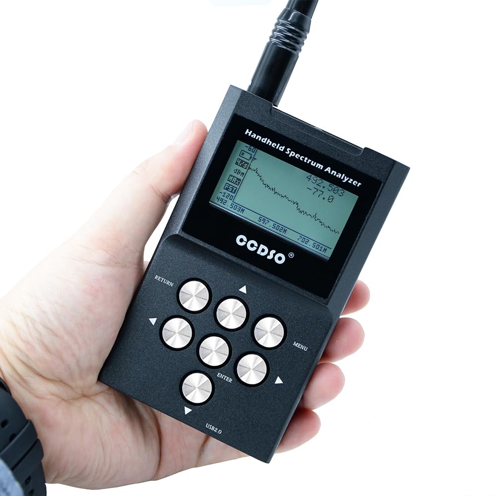 WSUB1G Handheld Spectrum Analyzer, Portable Digital Frequency Tester, 240MHz-960MHz Wideband, CNC Aluminum Alloy Shell, Open Source, Firmware Upgradable, Rechargeable, Black Rugged