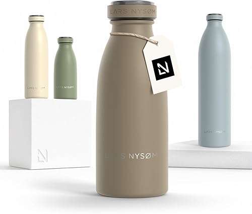 Miniatura 56 de LARS NYSØM Botella de agua aislada de acero inoxidable de 12 onzas, 17 onzas, 25 onzas, 34 onzas, 51 onzas, frasco térmico aislado para bebidas
