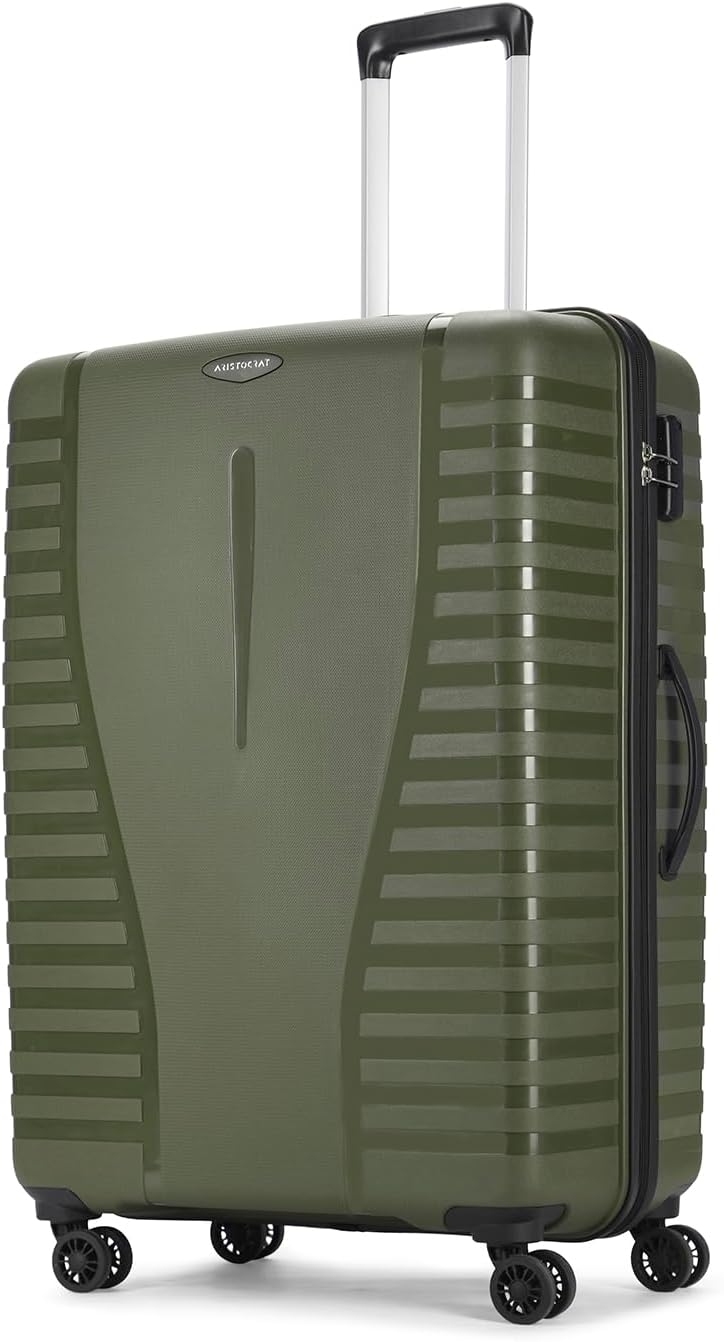 Large Polypropylene Airpro Spinner Check-in 75 Cm() 8 Wheels Trolley Bags for Travel Hard Case Luggage, Lightweight with Combination Lock & Robust Trolley with 3 Years Warranty (Green)