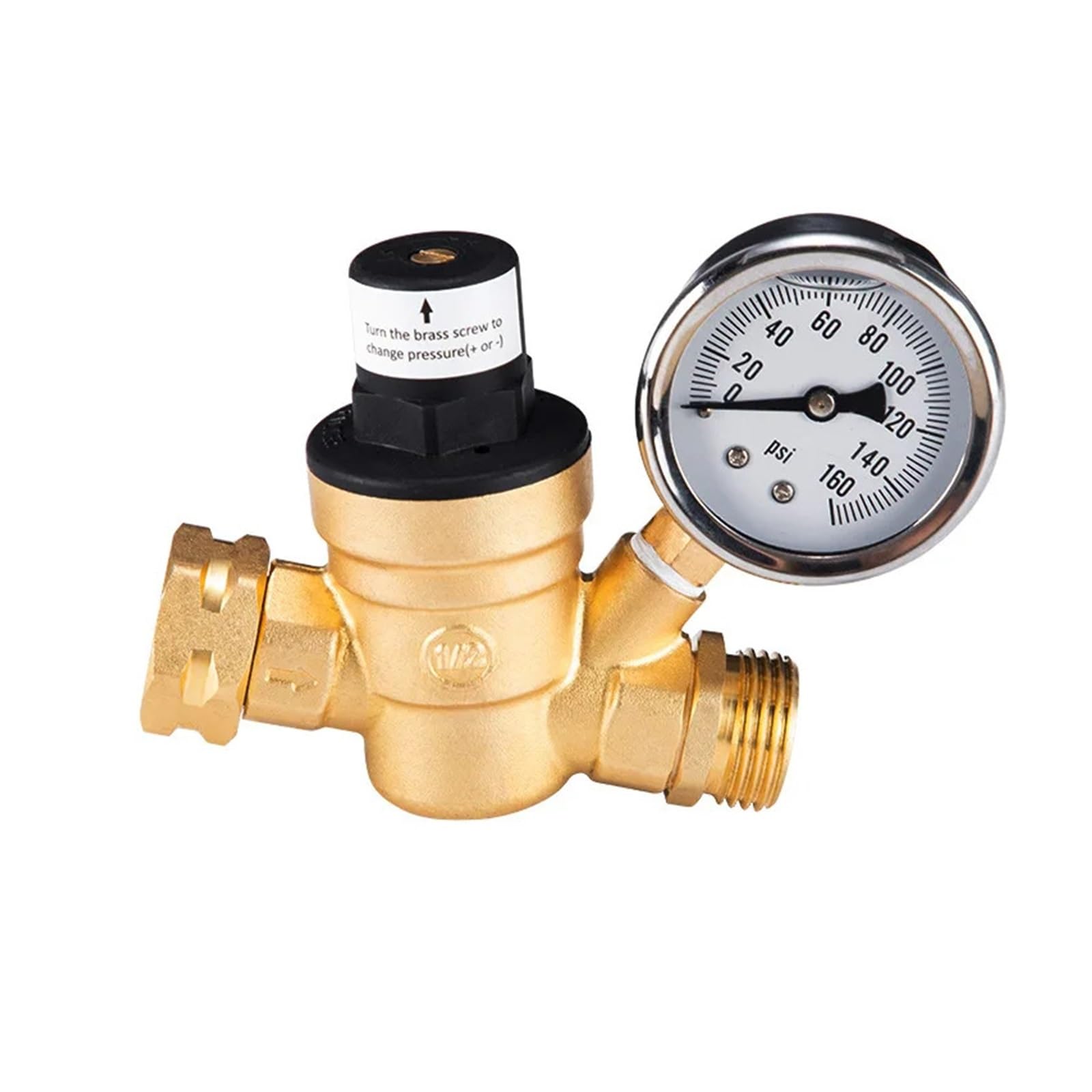 Vanne à bille Soupape De Réduction Pression D'eau En Laiton G 3/4, Régulateur DN20, Décharge Réglable Avec Manomètre pour le contrôle du débit