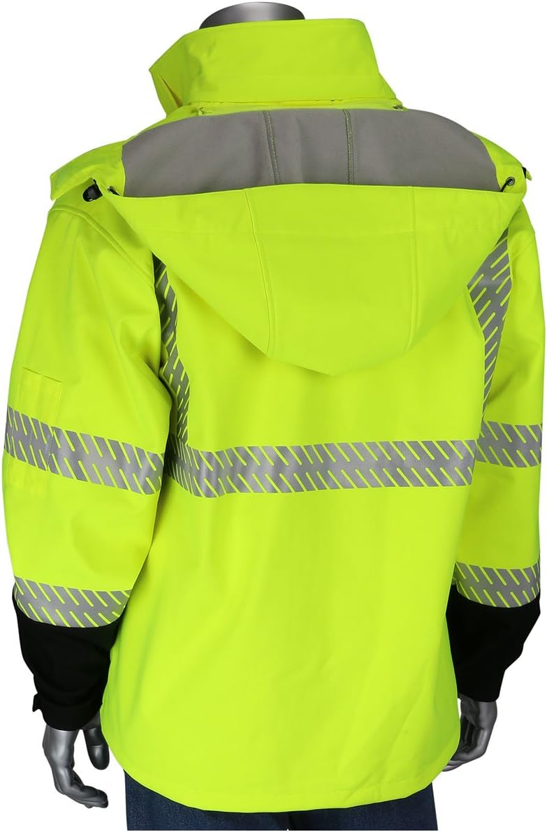 PIP Lime Yellow 3XL Polyester Rain Jacket - 8 Pockets - Detachable Hood - Fits 56 in Chest - 33 in Length - 616314-21405 [PRICE is per EACH]