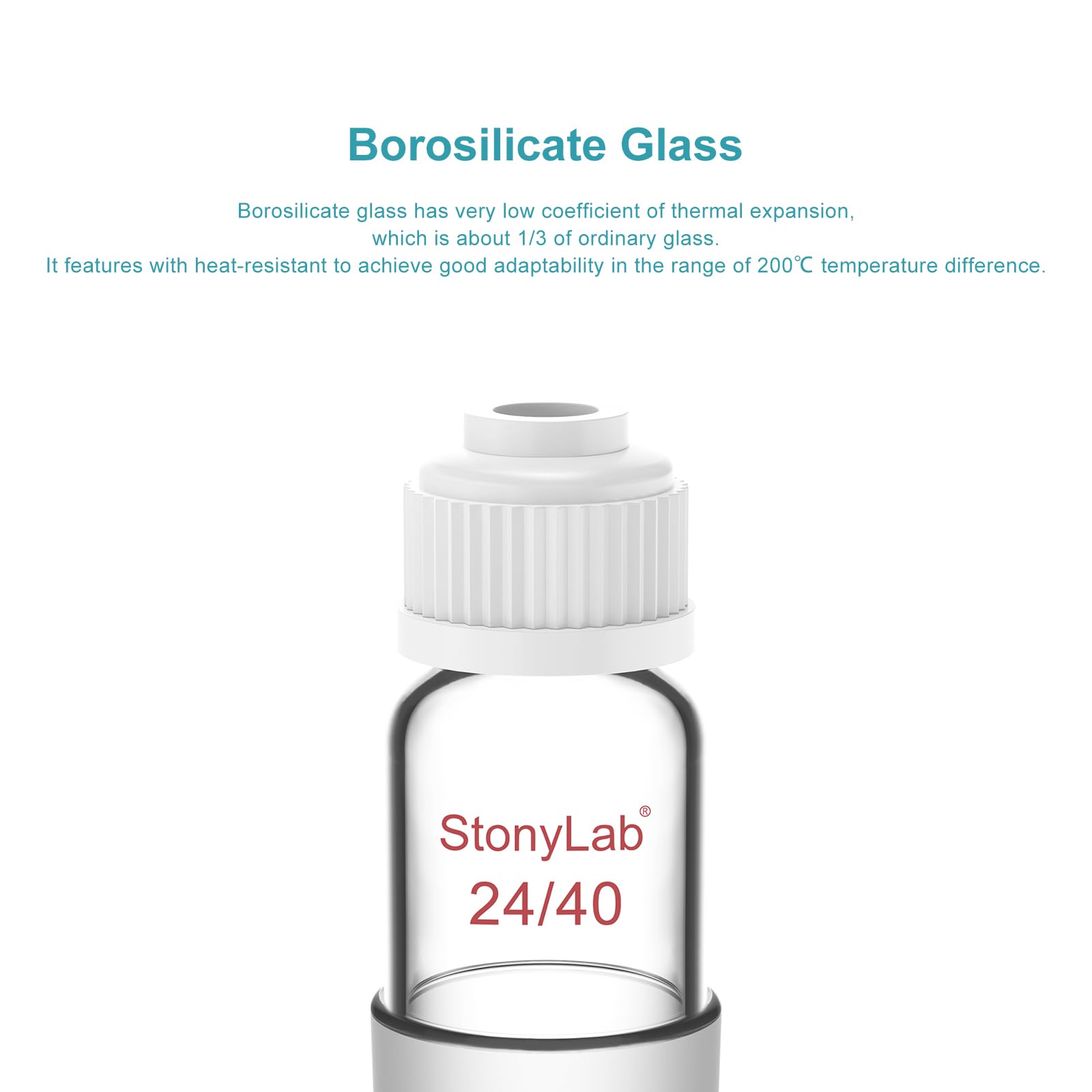 stonylab Thermomètre Inlet Adaptateur avec 24/40 Joint Intérieur, 80mm de Hauteur, Thermometer Inlet Adapter Adaptateur de Distillation, pour Appareil de Distillation
