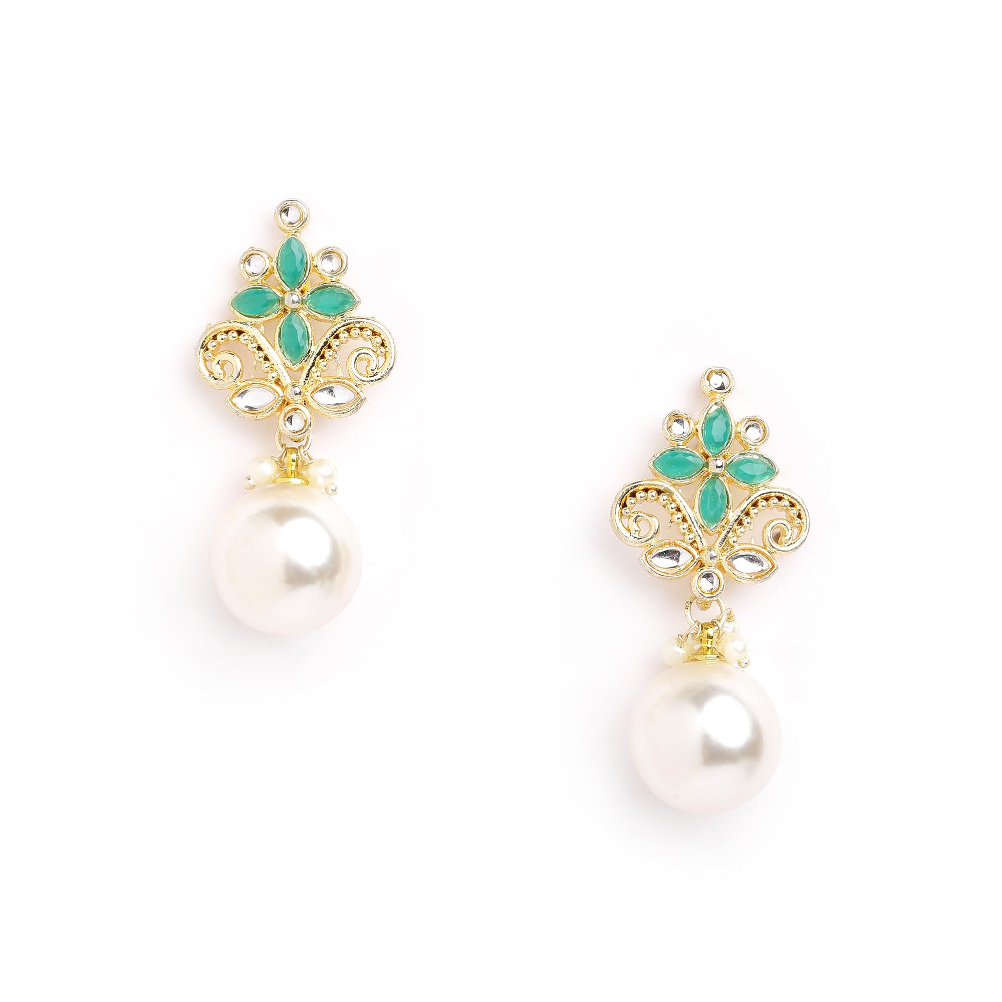 Hot And BoldWomen's Exquisite Ethnic Pearl Drop Earrings - Graceful Dangle With Jhumka's Twist (Lightweight Pearl Jhumka Dangles)
