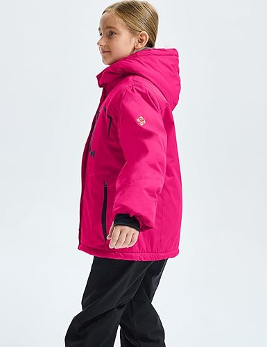 Miniatura 3 de GEMYSE Chaqueta de esquí impermeable para niña, chaqueta de invierno a prueba de viento con capucha