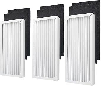 990051000 True Air Filters Replacement Compatible with Hamilton Beach TrueAir Air Purifier 04383 04384 04385 04386A - 3 HEPA Filters & 6 Pre-Filters