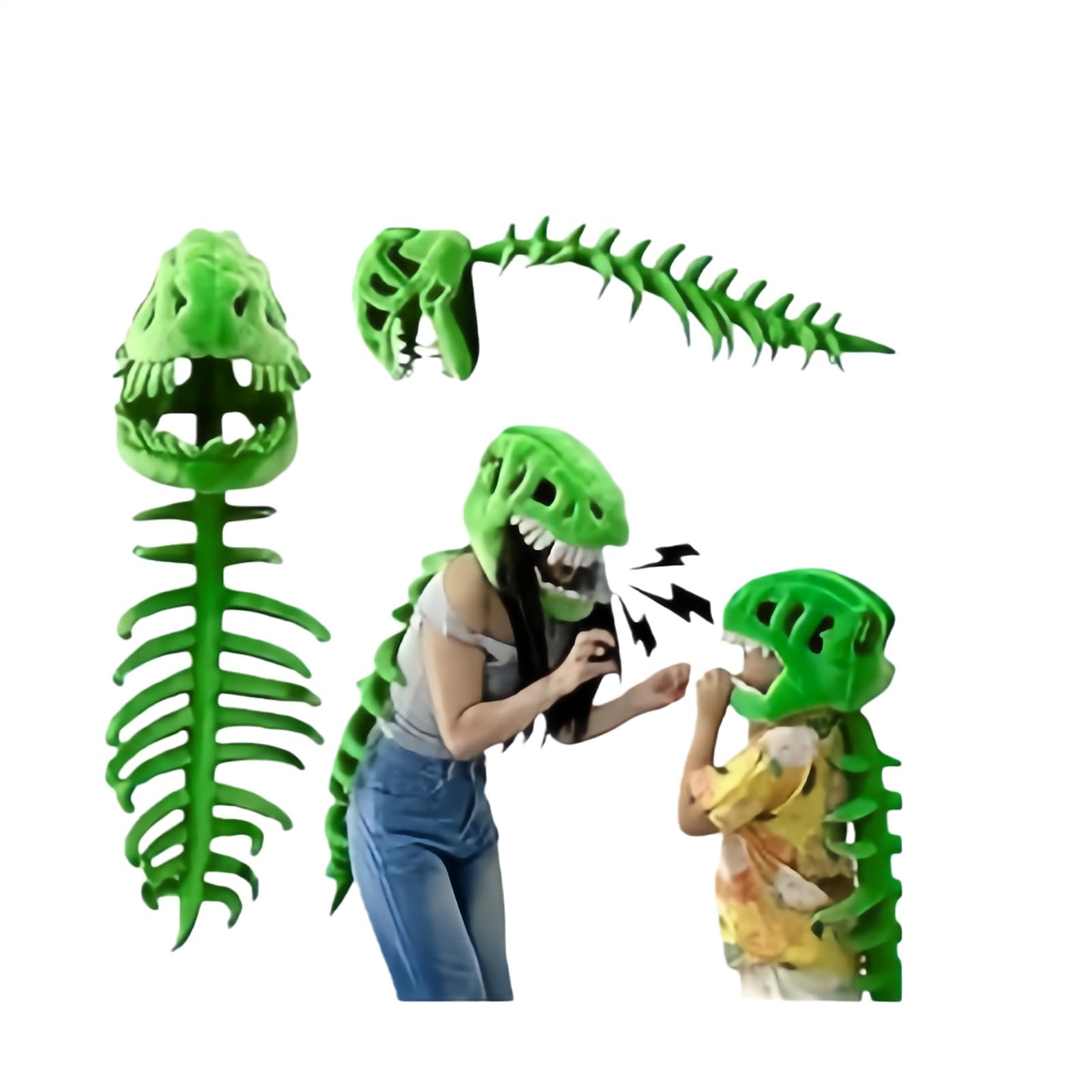 Kostium szkieletu dinozaura, przebranie i tematyczny strój na Halloween, długi ogon, wzór szkieletu zwierzęcego, strój na występy sceniczne, do konwencji komiksowych, film nawiedzony dom