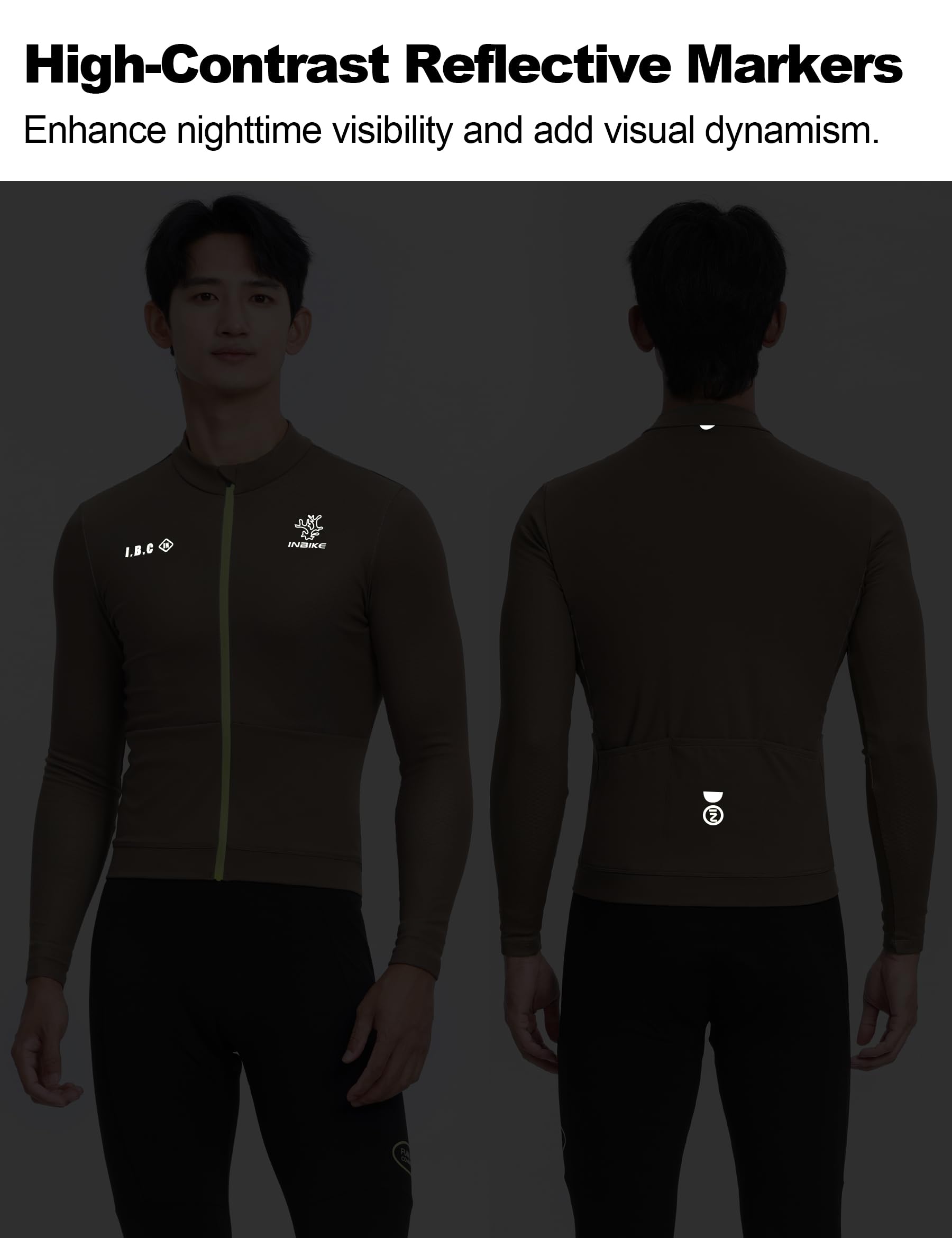 INBIKE Męska koszulka kolarska z długim rękawem kolorowy blok projekt zimowy polar slim fit odblaskowe szczegóły tylne kieszenie koszula rower szosowy RD736