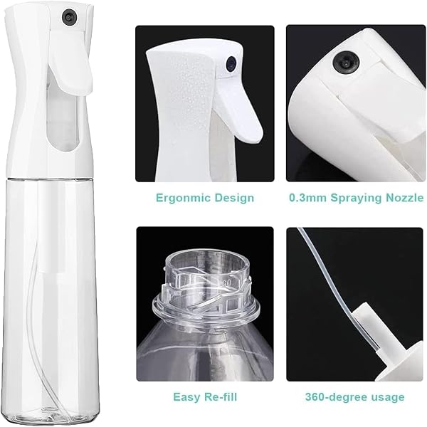 YAMYONE 霧吹き ミストスプレーボトル アルコール対応 300ml 連続噴射 極細噴霧 観葉植物用 園芸用 アイロン 美容室用 清掃用 家用 ペット用 おしゃれ 透明 - 3