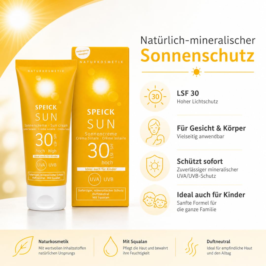 Speick Sun Sonnencreme LSF 30 2x 60 ml, mineralisch & Pharma Perle Duschgel